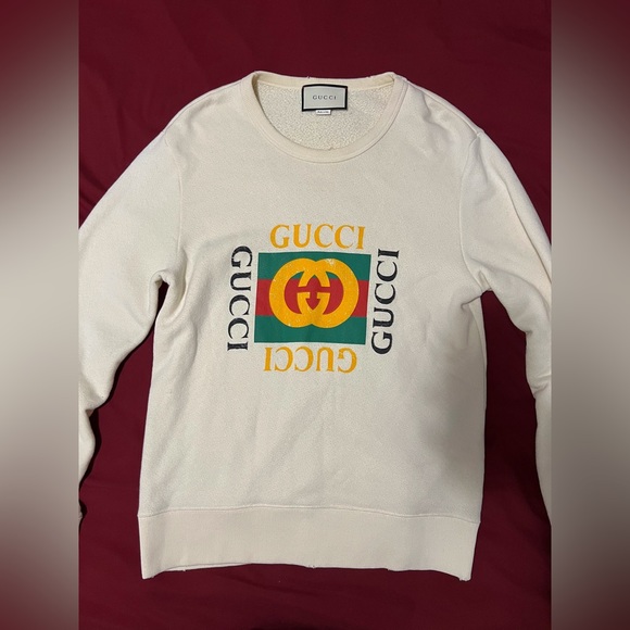 Gucci Cream Distressed Logo Sweatshirt - Picture 2 of 4